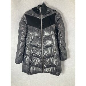 Lucky‎ Brand Puffer Coat Hooded Quilted Padded Winter Jacket Black Size M